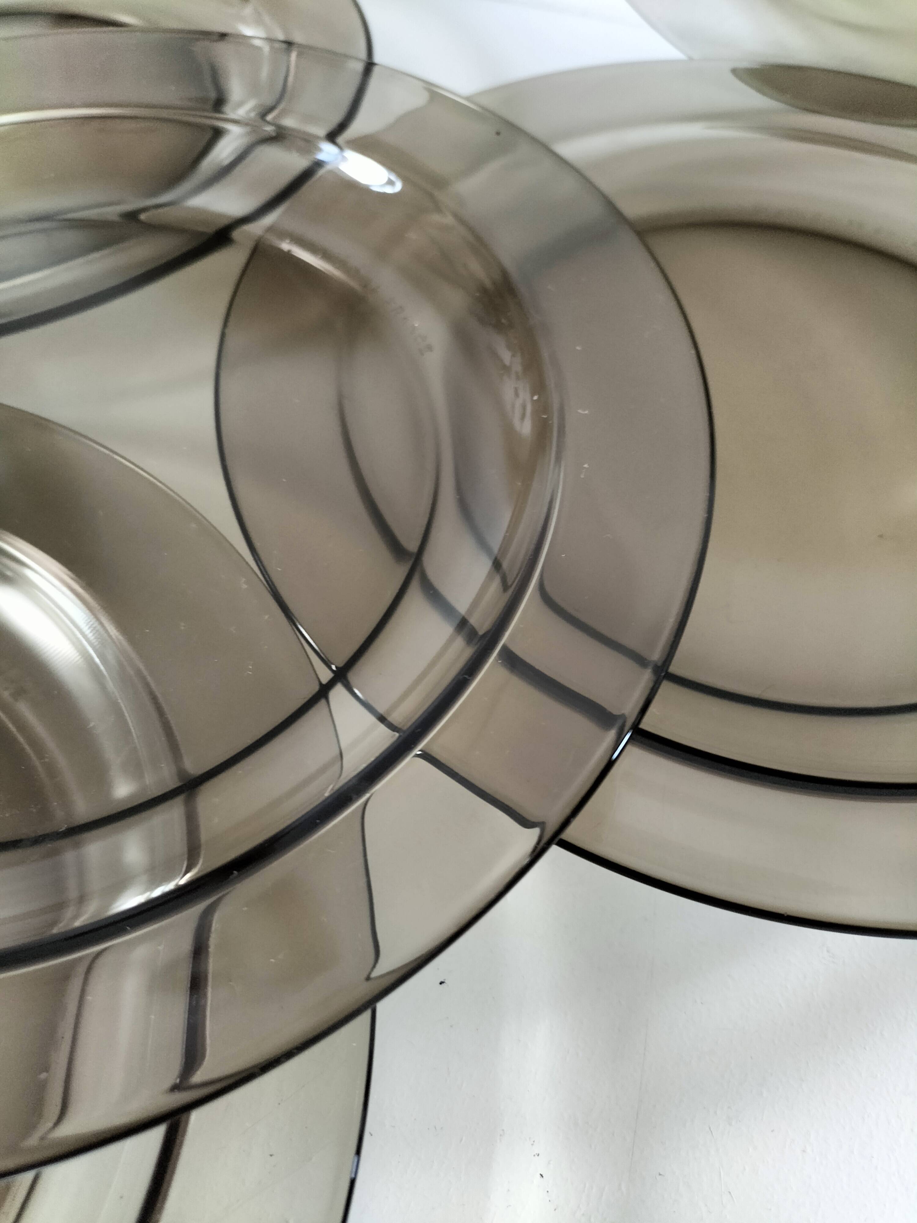 6 flat plates Arcoroc in smoked glass Smoke Brown