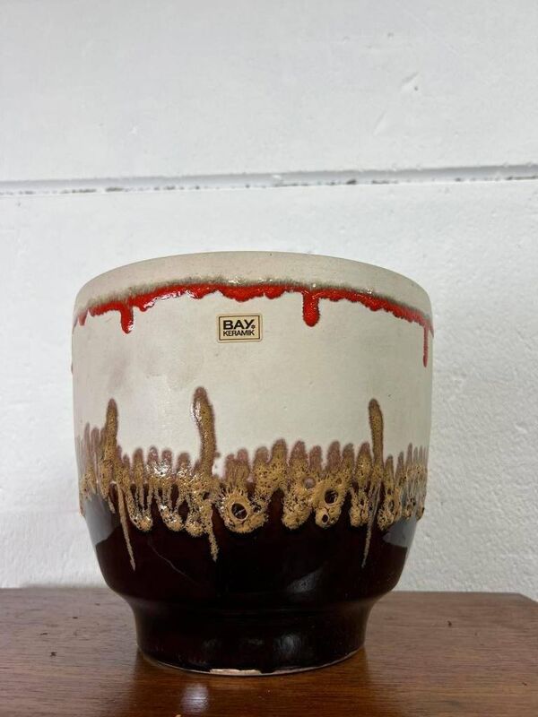 Pot de fleurs vintage en lave épaisse bay keramik