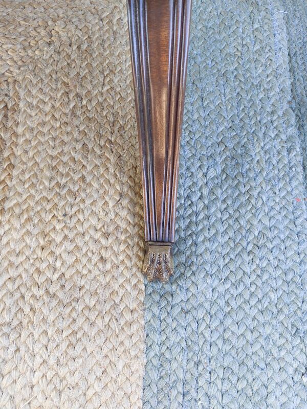 bureau anglais et fauteuil lyre, cuir, rallonges