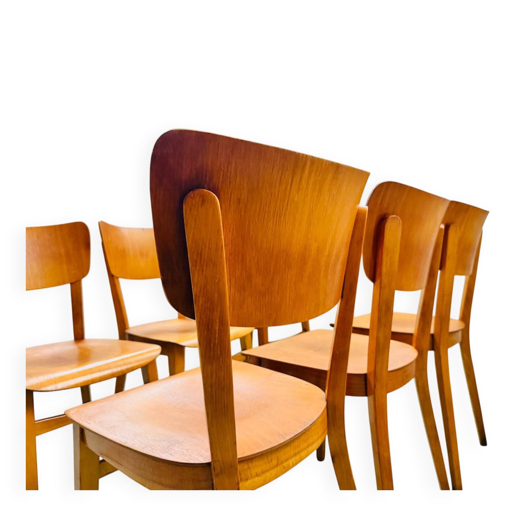 Thonet wooden chairs, 1960s – set of 20