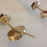 Pair of brass wall lamps conical glasses from the 60's