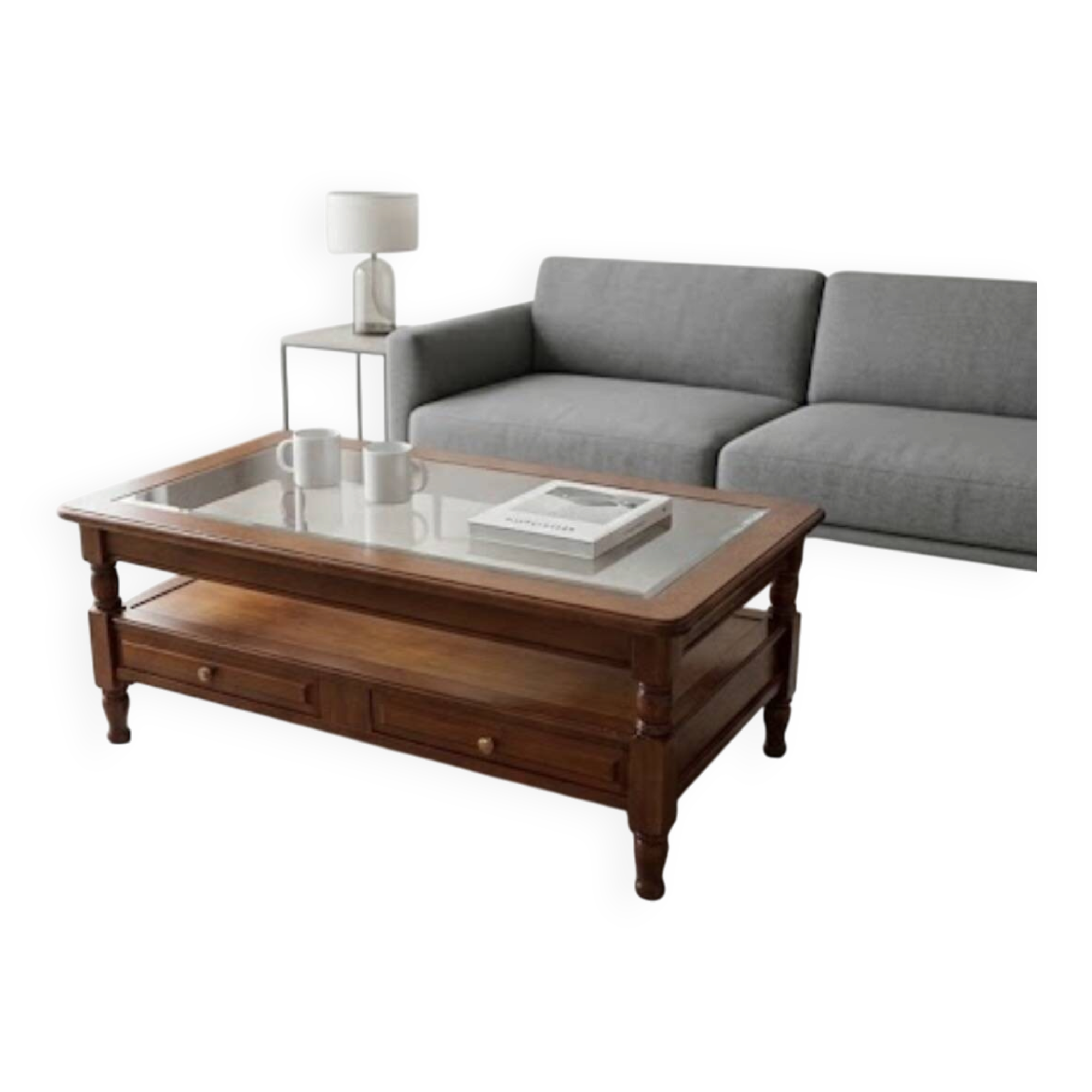 Wood and glass coffee table