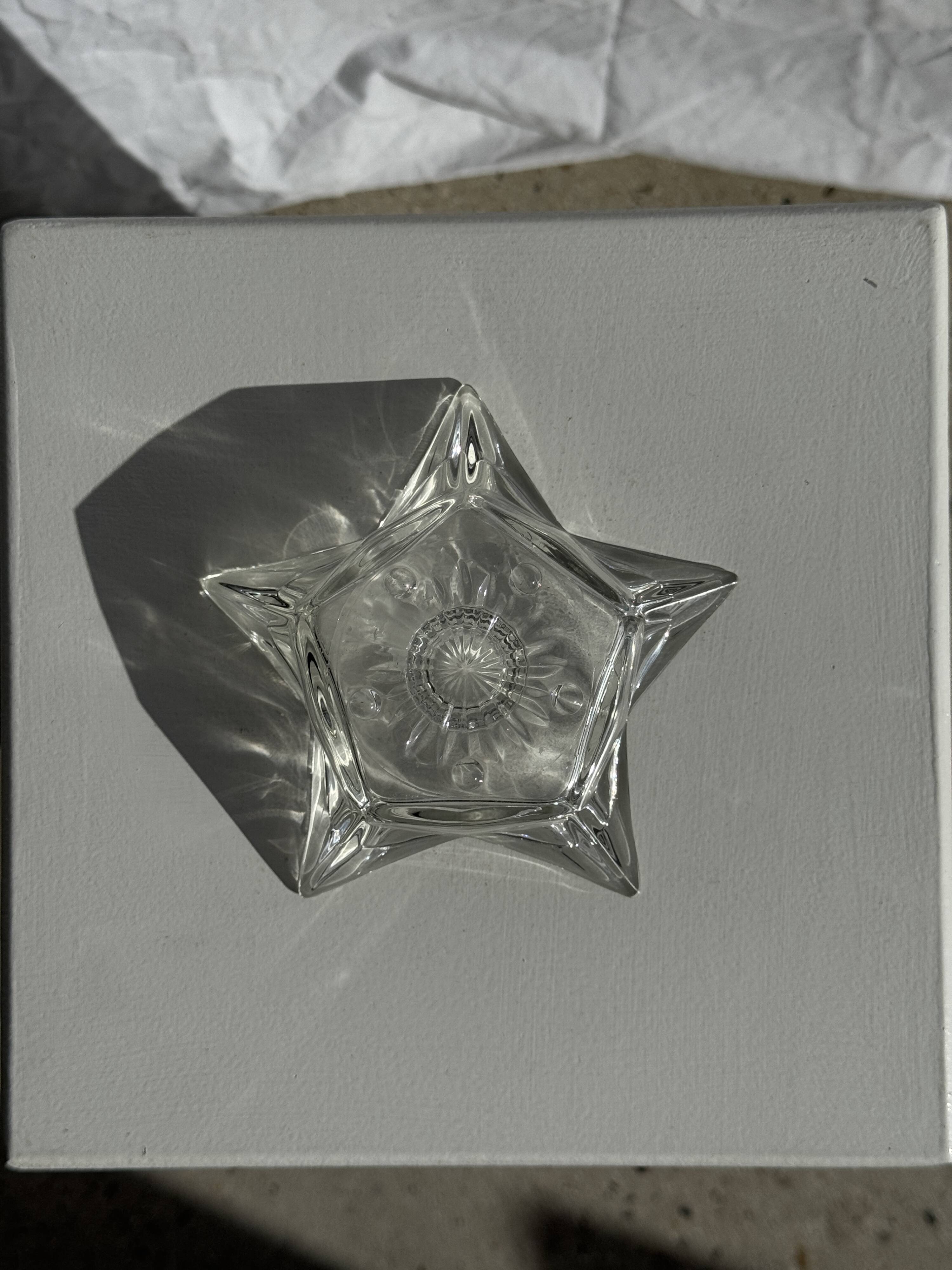 Vintage glass star candle holder D13