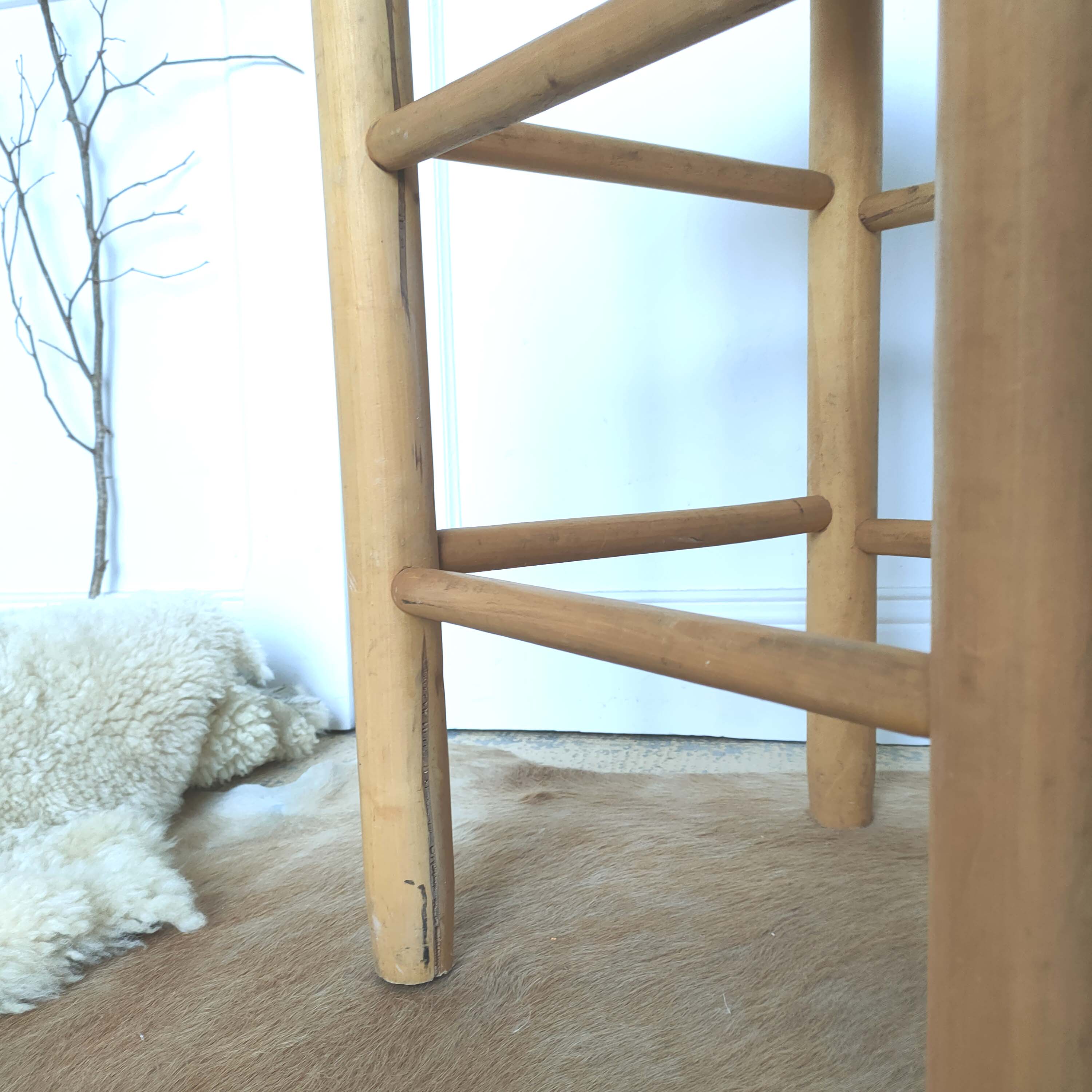 Wooden and straw stool