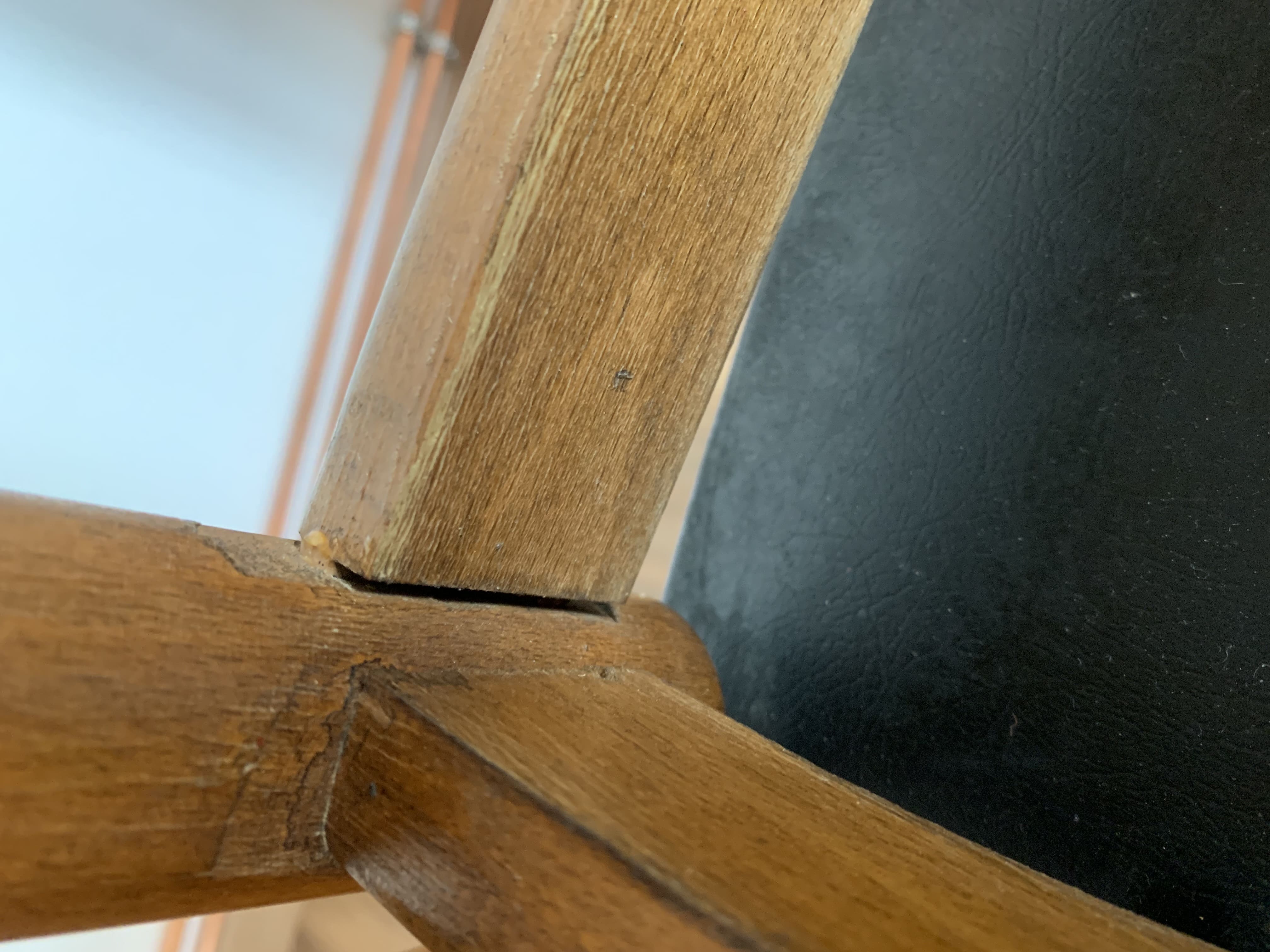 Series of 4 wooden & imitation leather chairs