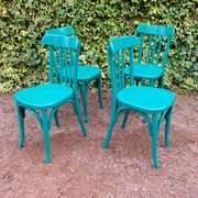 Set of 4 green bistro chairs