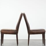 Great set of 8 stylish vintage sheepskin dining chairs with character