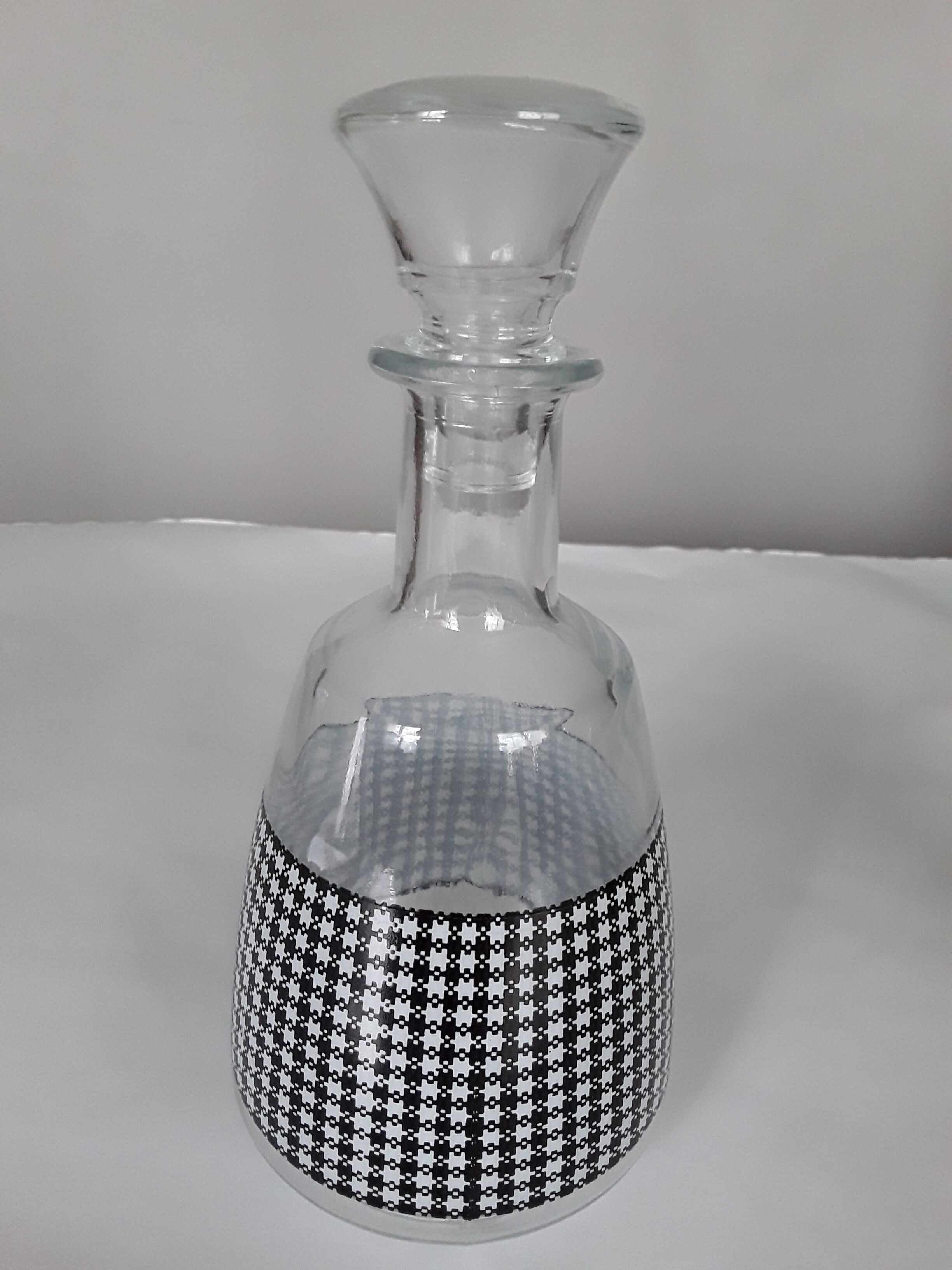 Decanter and pitcher checkerboard black and white