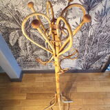 Vintage rattan coat rack