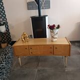 1960s Scandinavian wood veneer console table