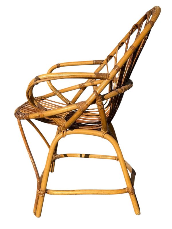 Set de 6 fauteuils en rotin des années 60 France