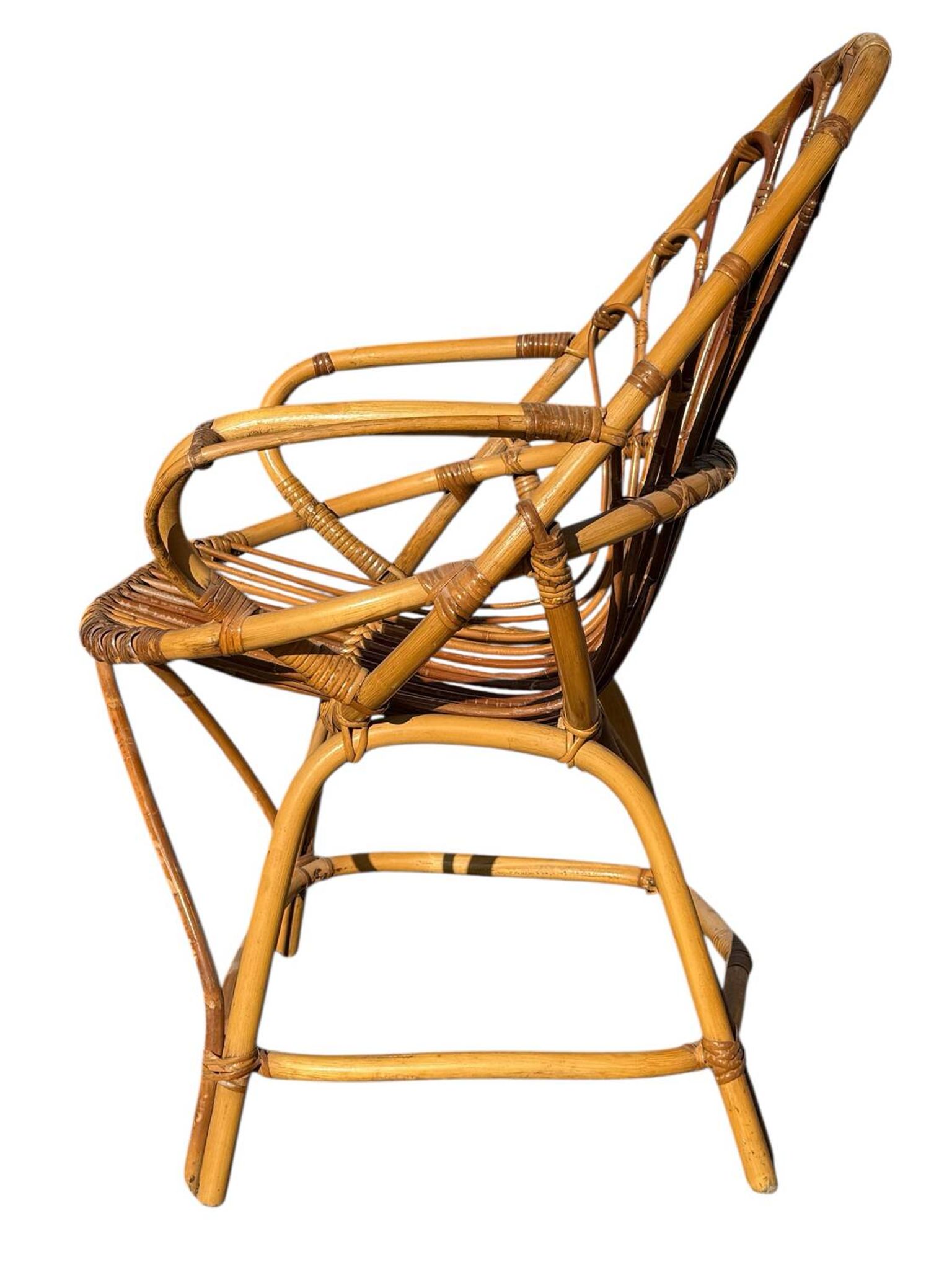 Set of 6 rattan armchairs from the 1960s, France.