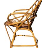 Set of 6 rattan armchairs from the 1960s, France.