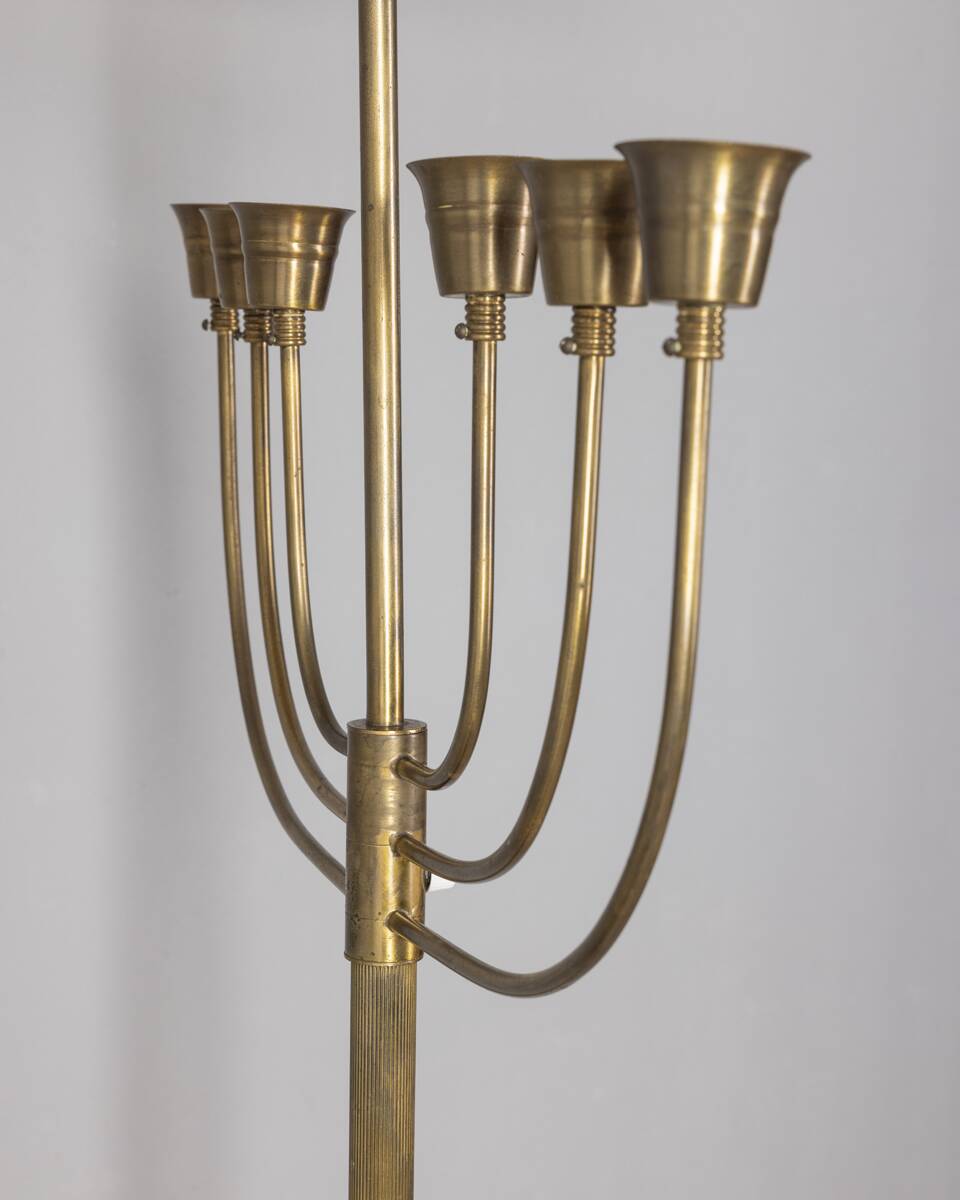 Lampadaire vintage des années 50 en onyx et laiton doré design italien