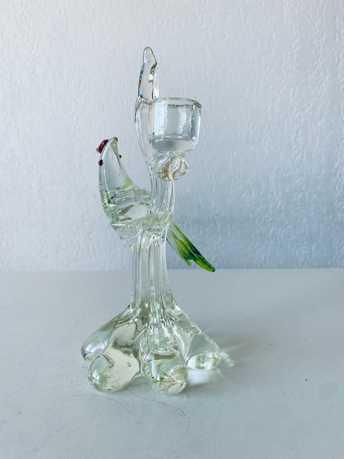 Glass bird candle holder