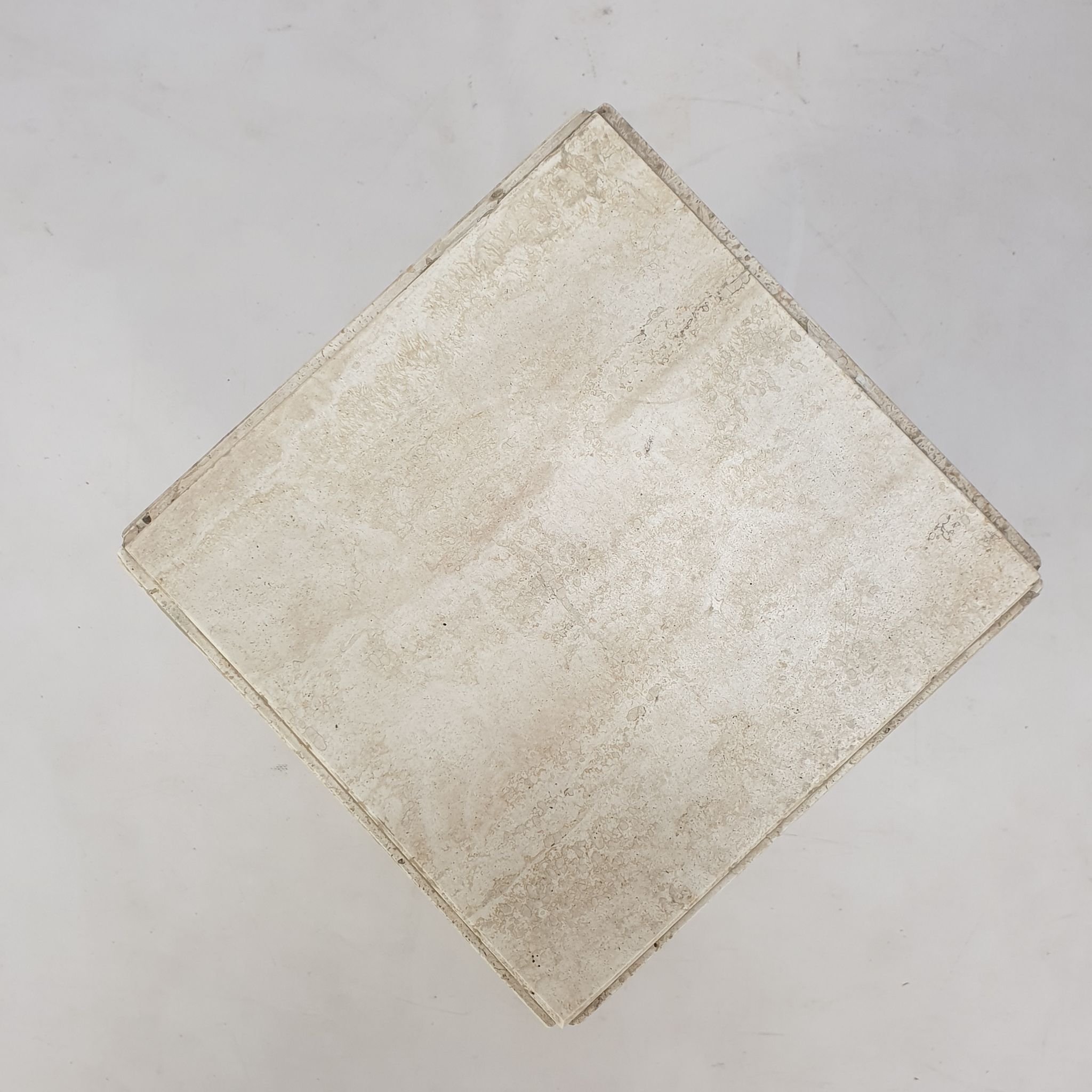 Italian travertine side table or pedestal, 1980's