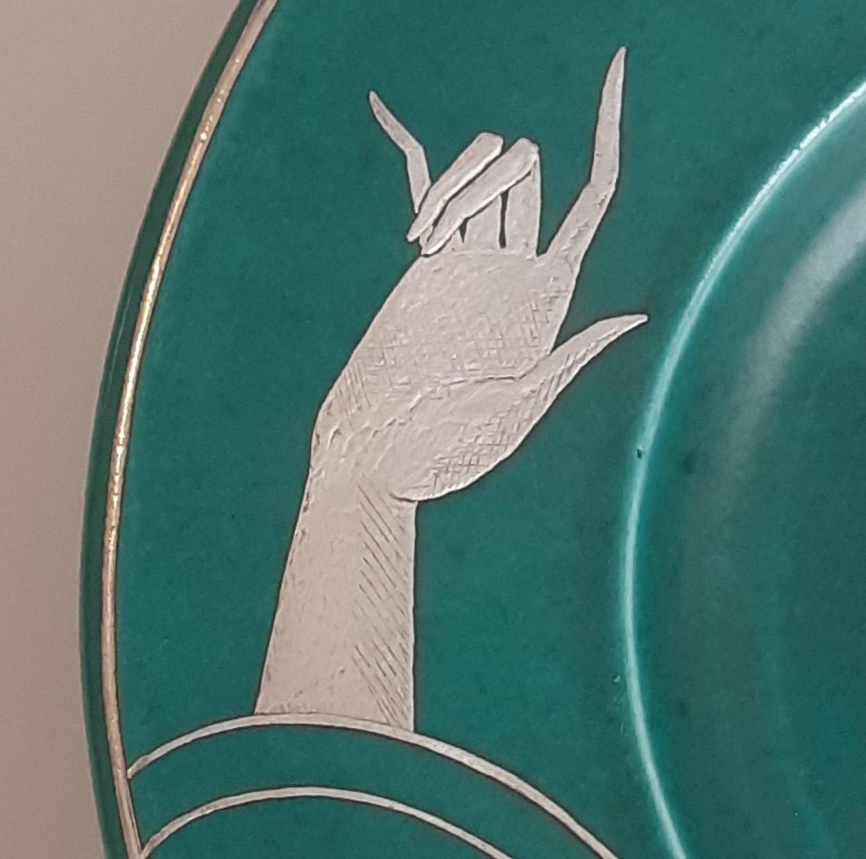 Plate Wilhelm Kage "ARGENTA" Gustavsberg Sweden 1940s. Signed