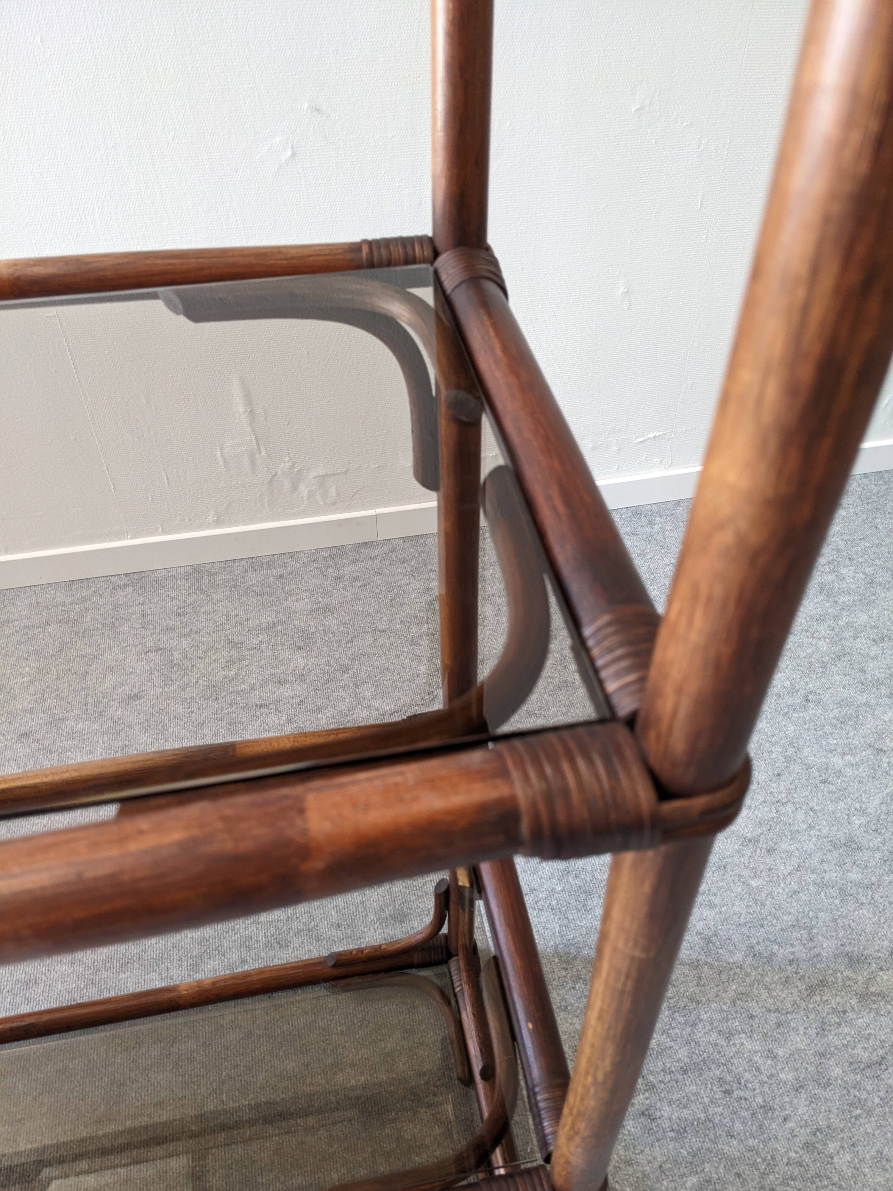 Bamboo shelf with tinted glass, France circa 1970.