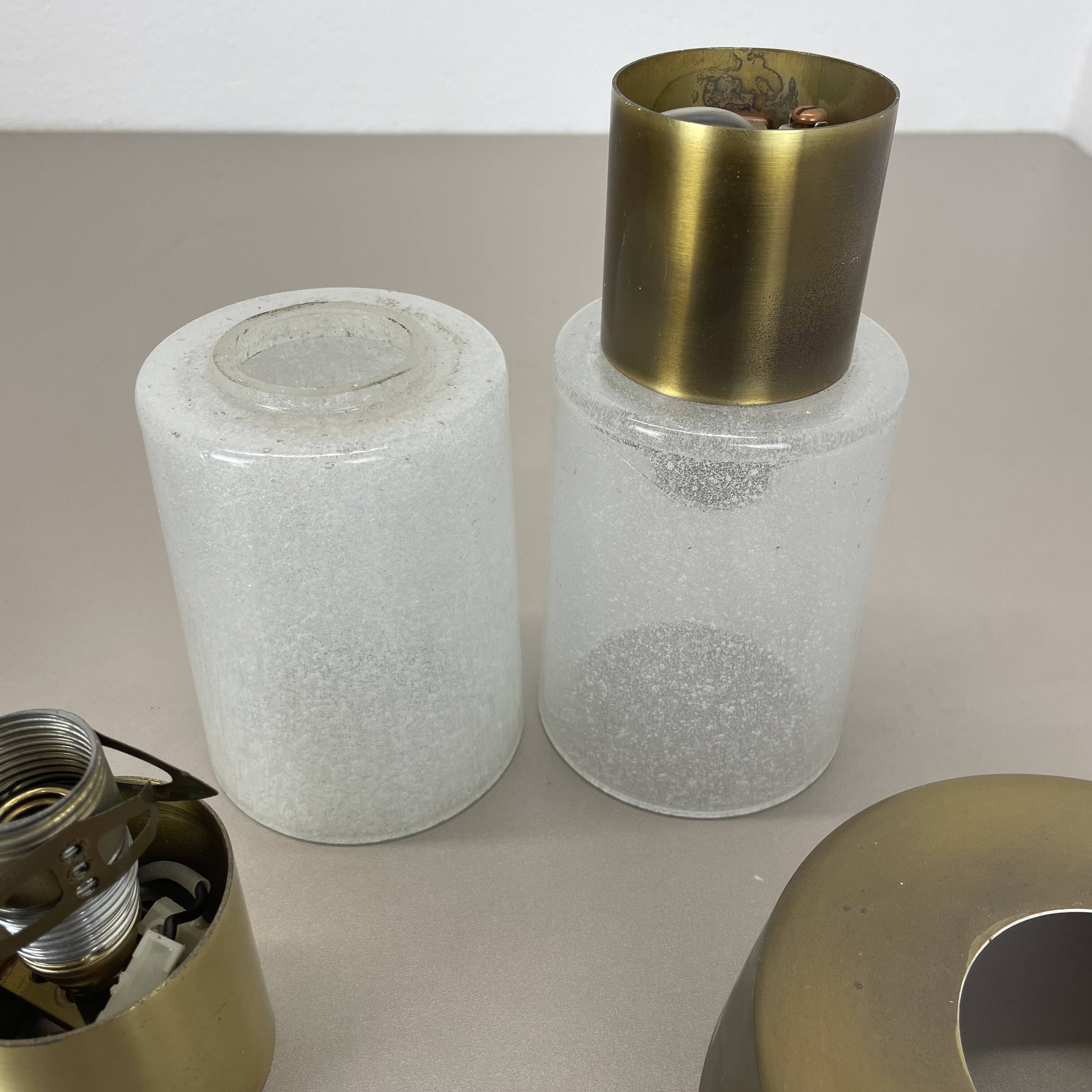 Set of two minimalist Brass and glass "tube" Ceiling Light, Italy 1970s