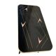 Table basse vintage en formica noir avec accent rose