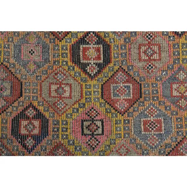 1970s Vintage Turkish Oushak Handmade Colorful Runner Rug 145x243