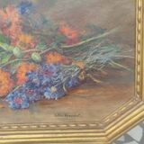 Still life bouquet of flowers, oil on wood by Lillie Honnorat