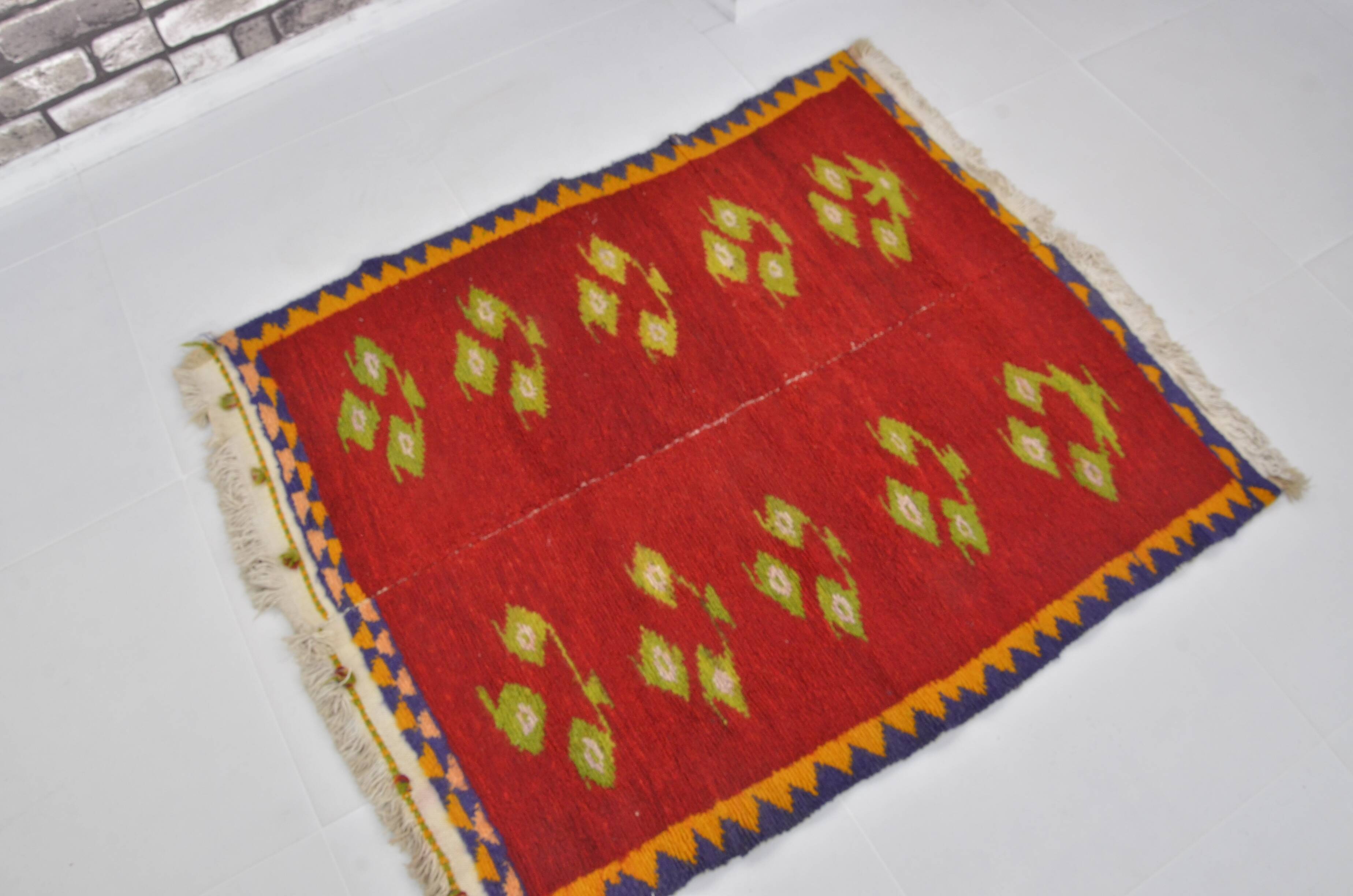 Vintage Handmade Angora Wool Rug sku 1670