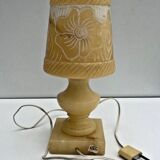 Vintage Alabaster Lamp with Floral Pattern Shade