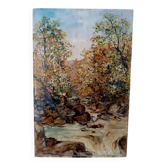 Old oil painting on tablet landscape early 20th century