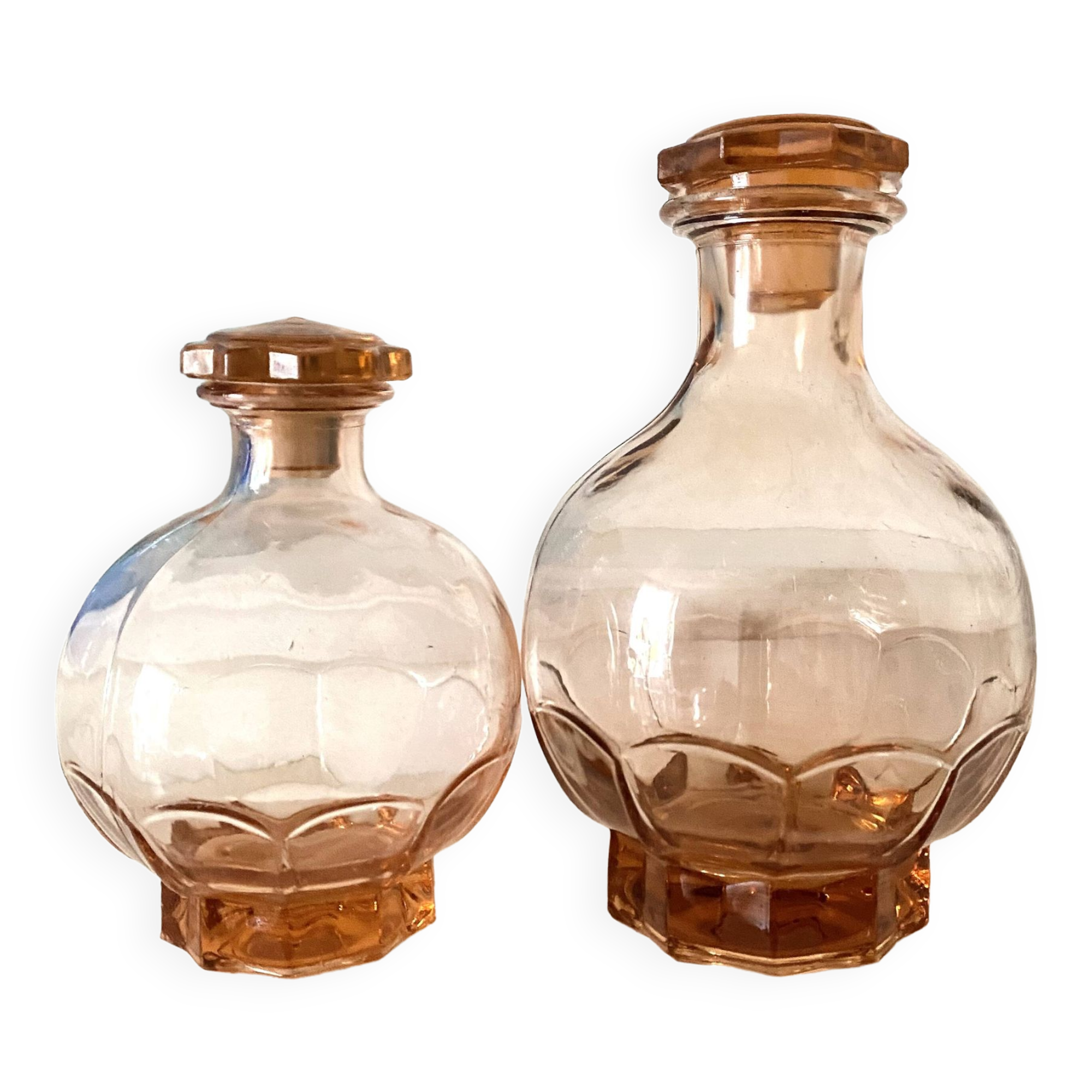1950s pink glass carafes