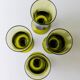 4 green Murano glass drinking glasses - mid-century Italian stemware, olive - 1970s retro cocktail set