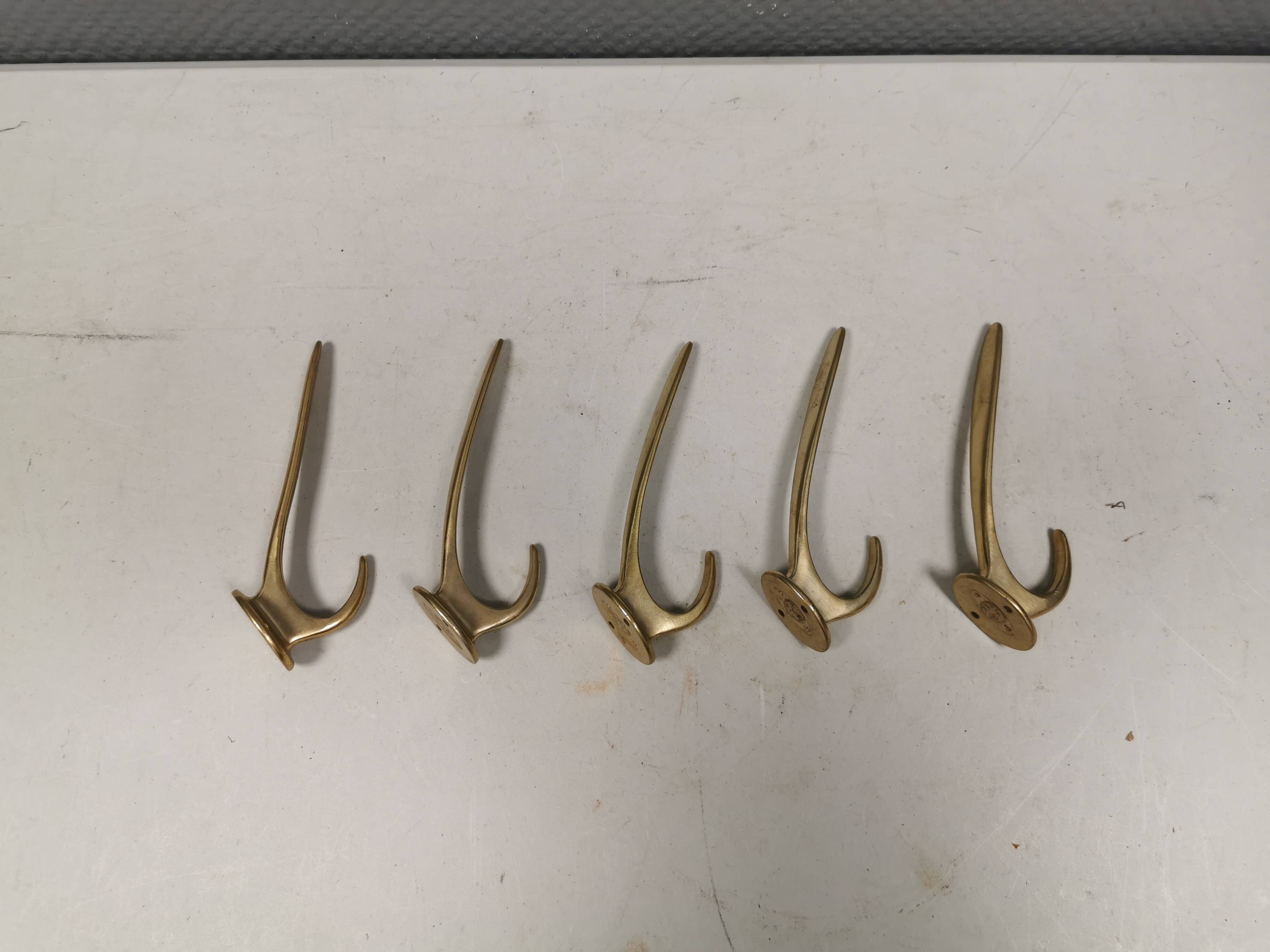 5 beautiful vintage coat hooks for your hallway, Denmark, estimated 1980s.
