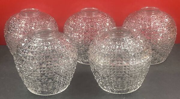 Lot de 5 verre taillé suspensions vers 1960/70