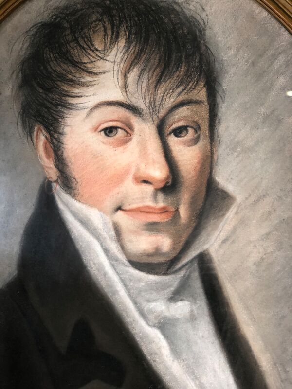 Portrait pastel sur papier ''portrait du gentilhomme'' encadré sous verre XIX eme