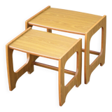 Pair of scandinavian-style wooden nesting tables, coffee tables, bedside tables