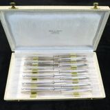 Box 12 knives entremet dessert silver metal cheese