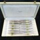 Box 12 knives entremet dessert silver metal cheese