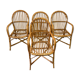 Série de 4 fauteuils rotin vintage