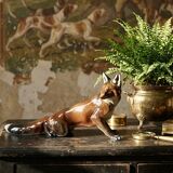 Large ceramic fox from St Clément, after Kraner, 1930s-50s.