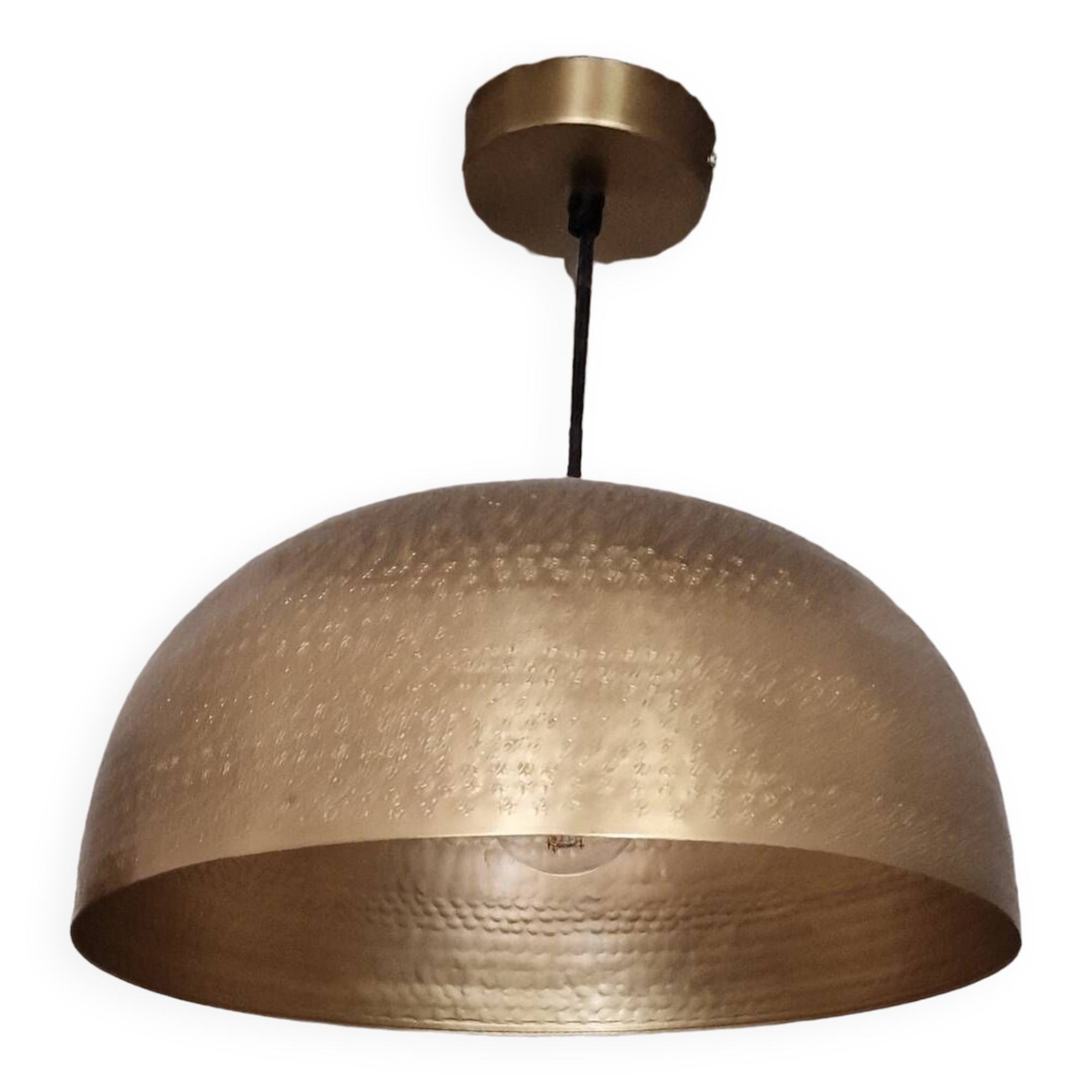 Hammered gold pendant light