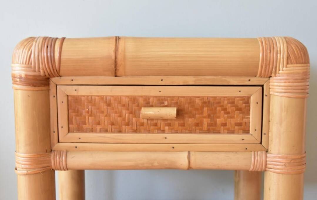 Vintage bamboo bedside tables