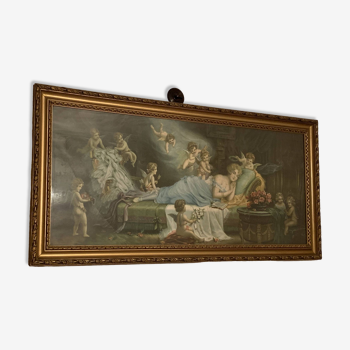 Tableau rococo femme et anges