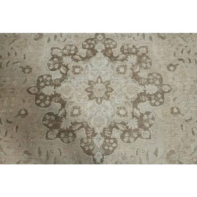 1960s Persian Handmade Wool Cotton Beige Oversized Area Rug 292x381