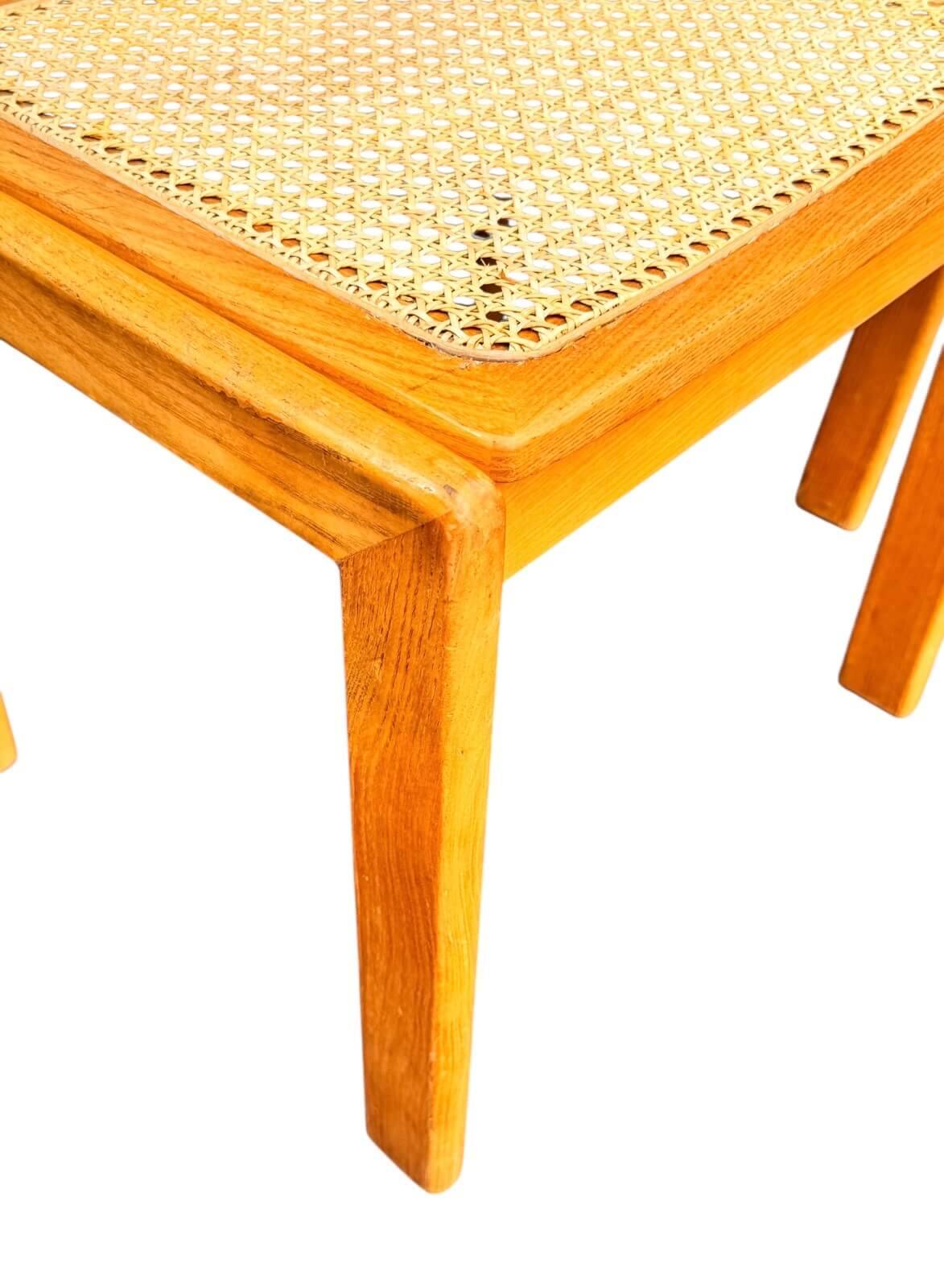 Set of 4 vintage chairs in solid ash and cane