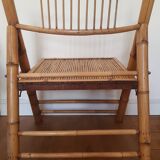 Bamboo and rattan folding chair