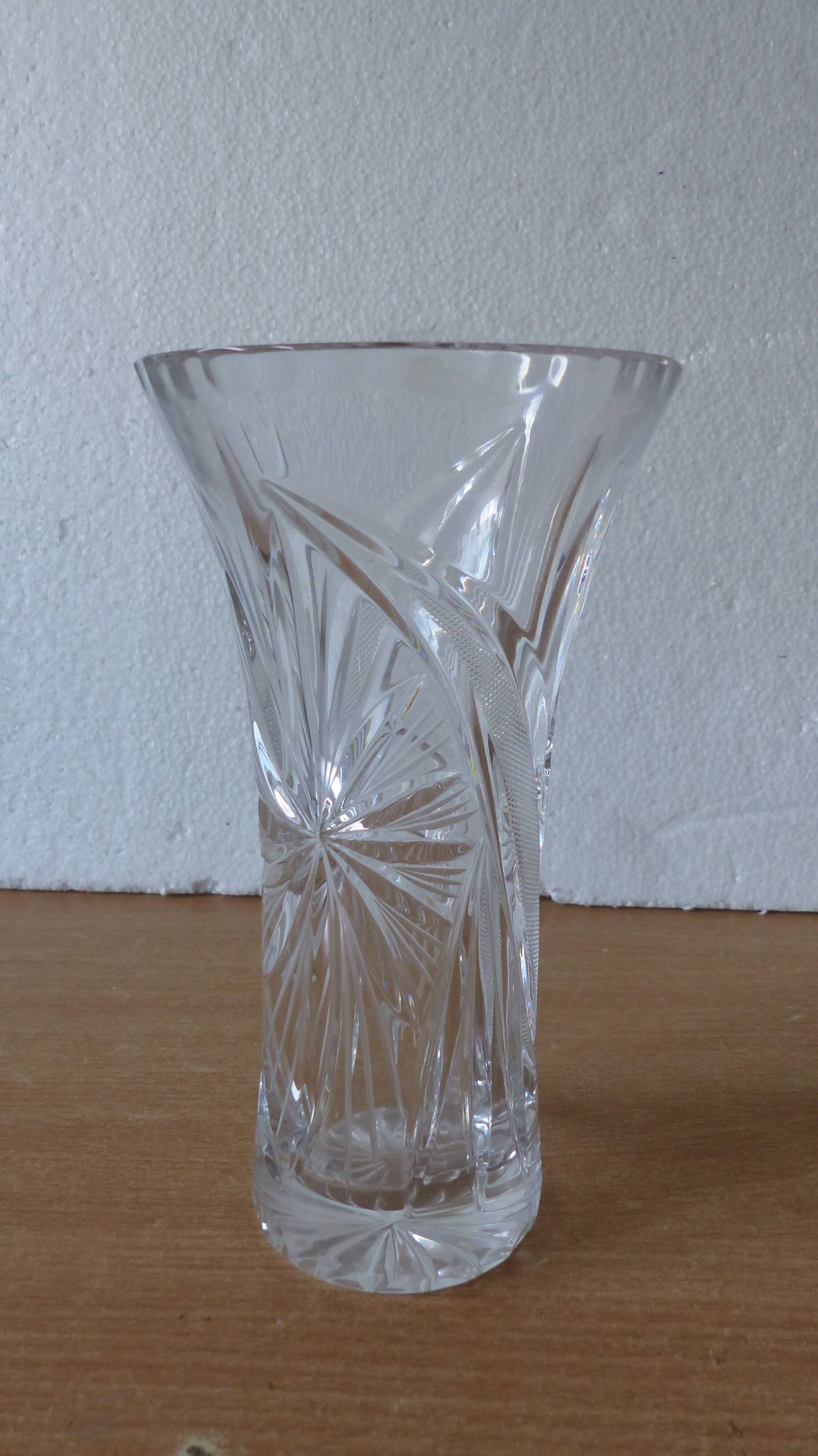 chiseled crystal vase