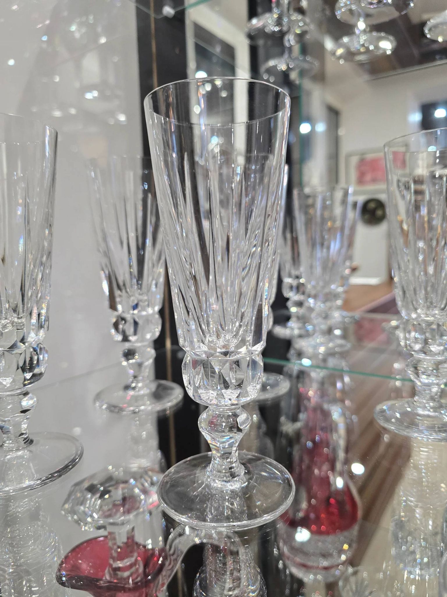 12 Saint-Louis Guernesey model champagne flutes in cut crystal