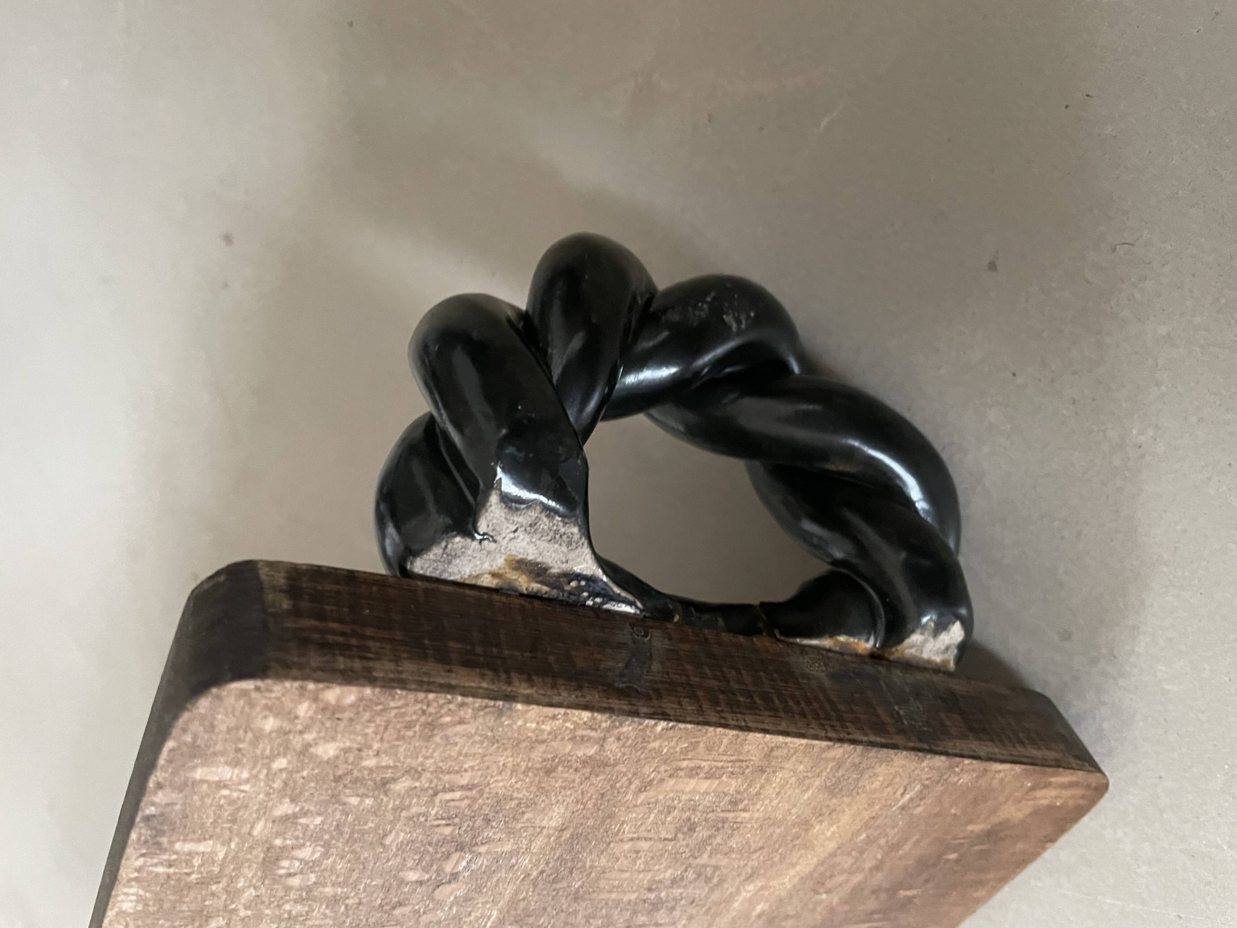 Vintage wooden and ceramic tray