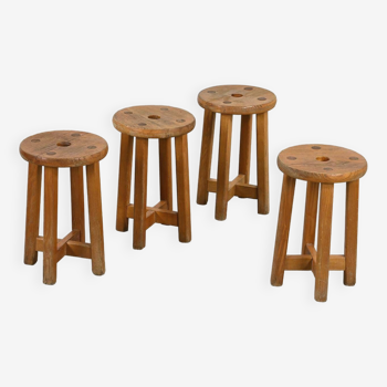 Set of four vintage stools, Méribel France circa 1960