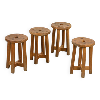 Set of four vintage stools, Méribel France circa 1960